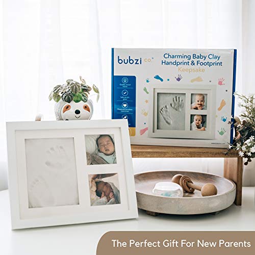 Set de Marco de Fotos y Huellas de Bebé en Arcilla – Recuerdo memorable – No tóxico – Ideal Regalos Para Bebes - Marco De Madera y Cristal Acrílico – Ideal Decoración o Regalo De Baby Shower