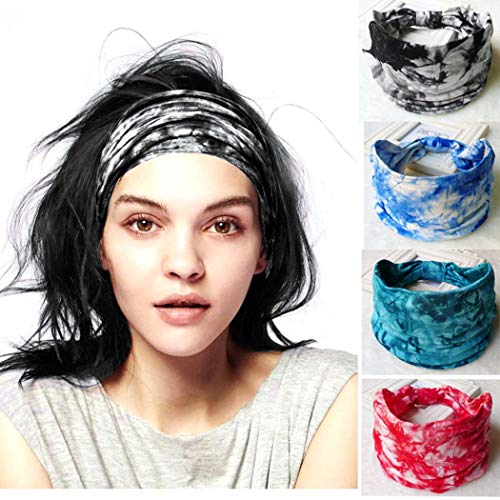 Sethexy Amplio Nudo Diademas Criss Cross de la cabeza Paño Retorcido Banda para el cabello 4 piezas Algodón Corriendo Yoga Banda para mujeres y niñas