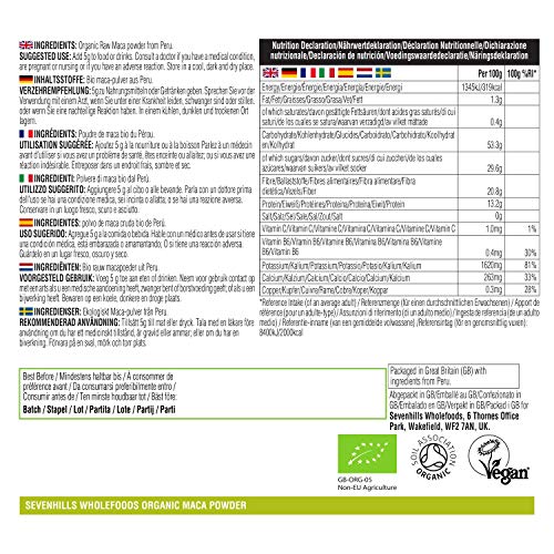 Sevenhills Wholefoods Maca Cruda En Polvo Orgánico 1kg Sevenhills Wholefoods Maca Cruda En Polvo Orgánico 1kg