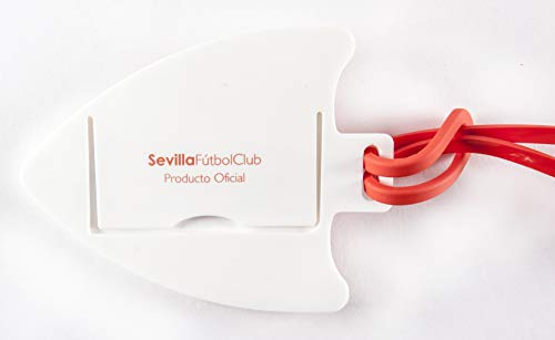 Sevilla Fútbol Club Etiqueta para Equipaje - Producto Oficial del Equipo, Identificador de Maleta con Goma de Sujeción y Anverso para los Datos del Viajero