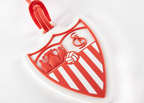 Sevilla Fútbol Club Etiqueta para Equipaje - Producto Oficial del Equipo, Identificador de Maleta con Goma de Sujeción y Anverso para los Datos del Viajero