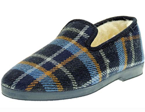 SEVILLAS 97 Zapatilla Cerrada Confortable Paño Cuadros Pura Lana Virgen Clásica Casa Hombre Marino Talla 45 SEVILLAS 97 Zapatilla Cerrada Confortable Paño Cuadros Pura Lana Virgen Clásica Casa Hombre Marino Talla 45