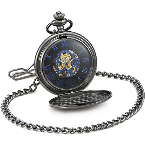 SEWOR - Reloj de Bolsillo clásico, Acabado Liso, Movimiento mecanizado a Mano, Viene en Caja de Regalo de Piel (Negro) SEWOR - Reloj de Bolsillo clásico, Acabado Liso, Movimiento mecanizado a Mano, Viene en Caja de Regalo de Piel (Negro)