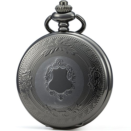SEWOR - Reloj de Bolsillo clásico, Acabado Liso, Movimiento mecanizado a Mano, Viene en Caja de Regalo de Piel (Negro) SEWOR - Reloj de Bolsillo clásico, Acabado Liso, Movimiento mecanizado a Mano, Viene en Caja de Regalo de Piel (Negro)