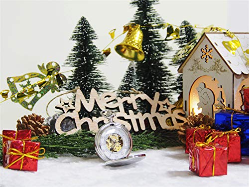 SEWOR Reloj de Bolsillo clásico, Acabado Liso, Movimiento mecanizado a Mano, Viene en Caja de Regalo de Piel (Plata) SEWOR Reloj de Bolsillo clásico, Acabado Liso, Movimiento mecanizado a Mano, Viene en Caja de Regalo de Piel (Plata)