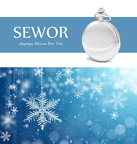 SEWOR Reloj de Bolsillo clásico, Acabado Liso, Movimiento mecanizado a Mano, Viene en Caja de Regalo de Piel (Plata) SEWOR Reloj de Bolsillo clásico, Acabado Liso, Movimiento mecanizado a Mano, Viene en Caja de Regalo de Piel (Plata)