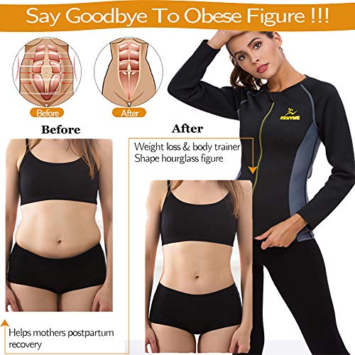 SEXYWG Traje Sauna De Mujer Neopreno Completo Abrigo, Trajes De SudoracióN Bajar De Peso, Quema Grasa Abdominal Adelgazante Perder Barriga, Sweat Sauna Suit para Sudor SEXYWG Traje Sauna De Mujer Neopreno Completo Abrigo, Trajes De SudoracióN Bajar De Peso, Quema Grasa Abdominal Adelgazante Perder Barriga, Sweat Sauna Suit para Sudor