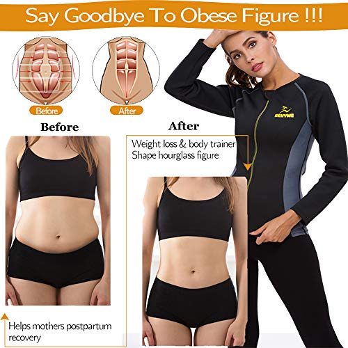 SEXYWG Traje Sauna De Mujer Neopreno Completo Abrigo, Trajes De SudoracióN Bajar De Peso, Quema Grasa Abdominal Adelgazante Perder Barriga, Sweat Sauna Suit para Sudor