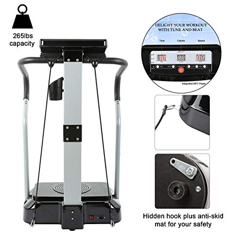 Sfeomi Plataforma Vibratoria con Capacidad de 120kg Plataforma Vibratoria de Fitness con Bandas 2000W Fitness Plate Vibration 99 Niveles de Velocidad para Ejercicios Musculares (2000W)