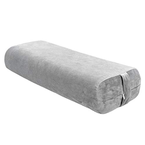 SFGSA Bolster Yoga Rectangular Pilates Almohadas Cervicales Reposacabezas Orgánico Naturalmente Ecológico Funda Extraíble Lavable,Gris