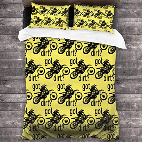 SFWER Got Dirt Bike Motocross Racing Funda nórdica Juego de edredones de Dormitorio Tamaño 86 'x 70' Juego de Cama de 3 Piezas con 2 Fundas de Almohada con Cierre de Cremallera