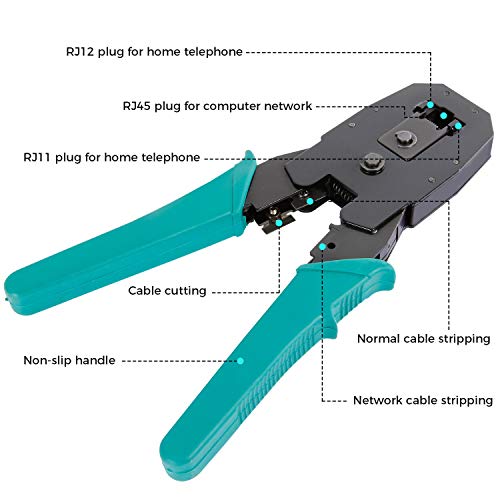 SGILE Comprobador de Cable de Red RJ45 Network Tool Kits Red Profesional Mantenimiento de la Computadora LAN Cable Tester 12 en 1 Herramientas de Reparación