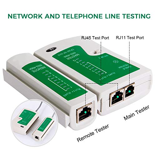 SGILE Comprobador de Cable de Red RJ45 Network Tool Kits Red Profesional Mantenimiento de la Computadora LAN Cable Tester 12 en 1 Herramientas de Reparación