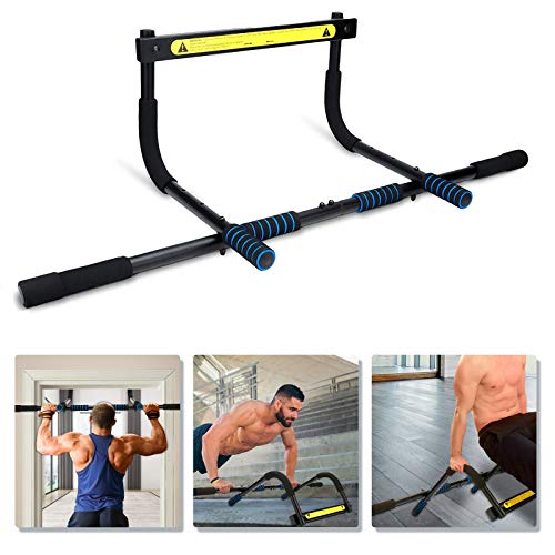 SGODDE Barra Dominadas, 5 EN 1 Barra Dominadas Pared sin Tornillos para Puerta de 85 cm Carga de 100KG,Barra de Tracción de Puerta Antideslizante para Entrenamiento en Casa,Fitness,Hombre/Mujer Unisex