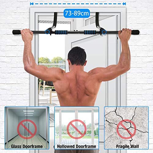 SGODDE Barra Dominadas, 5 EN 1 Barra Dominadas Pared sin Tornillos para Puerta de 85 cm Carga de 100KG,Barra de Tracción de Puerta Antideslizante para Entrenamiento en Casa,Fitness,Hombre/Mujer Unisex