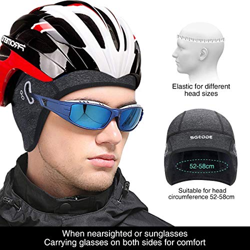 SGODDE Gorro Ciclismo, Gorro Ciclismo Bajo Casco, Forro a Prueba de Viento Gorro Running Invierno para Hombre, Gorros Deporte al Aire Libre Térmico de Ciclistas, Apto para Cascos, Moto