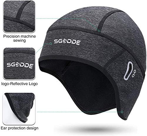 SGODDE Gorro Ciclismo, Gorro Ciclismo Bajo Casco, Forro a Prueba de Viento Gorro Running Invierno para Hombre, Gorros Deporte al Aire Libre Térmico de Ciclistas, Apto para Cascos, Moto