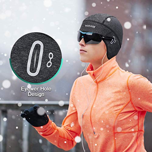 SGODDE Gorro Ciclismo, Gorro Ciclismo Bajo Casco, Forro a Prueba de Viento Gorro Running Invierno para Hombre, Gorros Deporte al Aire Libre Térmico de Ciclistas, Apto para Cascos, Moto