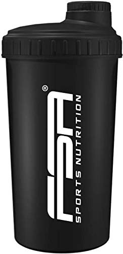 Shaker 700 ml, Preparador de batidos de proteínas y BCAA, libres de BPA y a prueba de vertidos, de la marca de deporte profesional FSA Nutrition - Negro