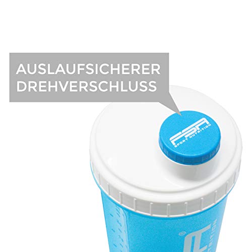 Shaker 700 ml, Preparador de batidos de proteínas y BCAA, libres de BPA y a prueba de vertidos, de la marca de deporte profesional FSA Nutrition - Turquesa Shaker 700 ml, Preparador de batidos de proteínas y BCAA, libres de BPA y a prueba de vertidos, de la marca de deporte profesional FSA Nutrition - Turquesa