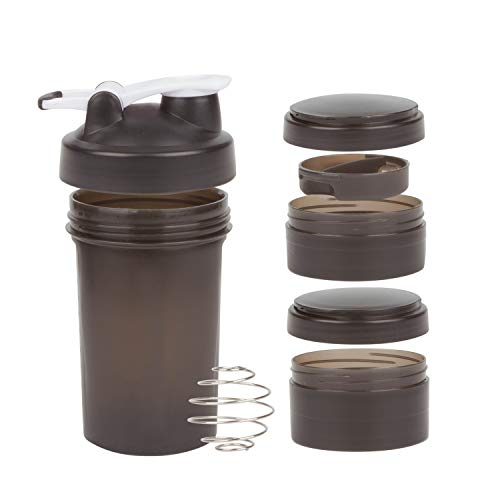 Shaker Gym Bottle | Coctelera para batidos de proteínas con doble compartimento | Sport Protein Mixer Cup sin BPA | Botella mezcladora para gimnasio de boca ancha y con anilla para colgar