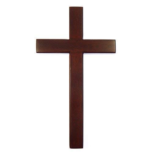 Shalom - 20Cm de Caoba de Madera Muy Grande Colgante de Pared de Madera Marrón Cruz