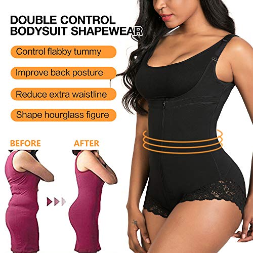 SHAPERX Mujer Bodysuits Underbust Body Shaper Abdomen Adelgazar Cintura Moldeadora Slimming Cremallera de Encaje Shapewear Bajar Peso Negro,UK-DT7200-Black-M SHAPERX Mujer Bodysuits Underbust Body Shaper Abdomen Adelgazar Cintura Moldeadora Slimming Cremallera de Encaje Shapewear Bajar Peso Negro,UK-DT7200-Black-M