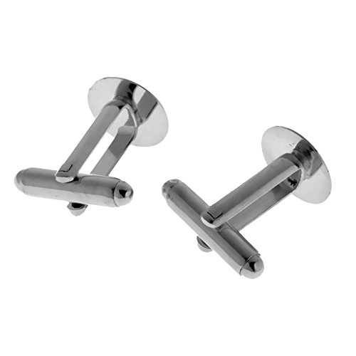 Sharplace 10x Gemelos Cufflinks con Base en Blanco para DIY Artesanía - 15 mm Diámetro, Color Plata/Oro - Plata