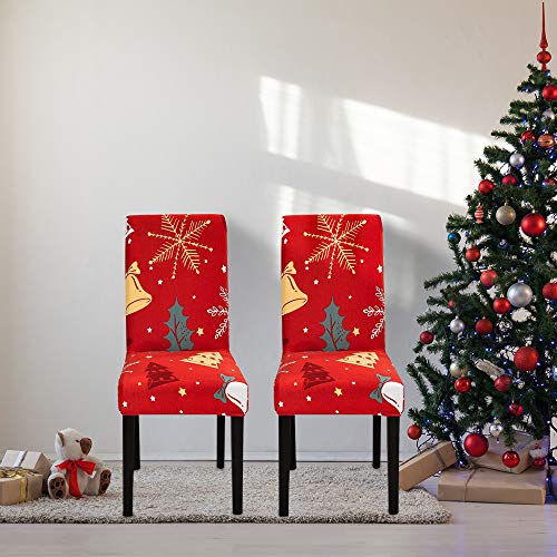 ShawFly Fundas elásticas para sillas de comedor de Navidad, modernas y elásticas, para sillas, desmontables, lavables, para hoteles, restaurantes, bodas, comedores, banquetes (rojo2, 4) ShawFly Fundas elásticas para sillas de comedor de Navidad, modernas y elásticas, para sillas, desmontables, lavables, para hoteles, restaurantes, bodas, comedores, banquetes (rojo2, 4)