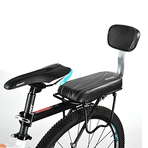 Shayson, Asiento con cojín y Funda de Piel sintética Trasero para Bicicleta con Respaldo, para niños, Black Set