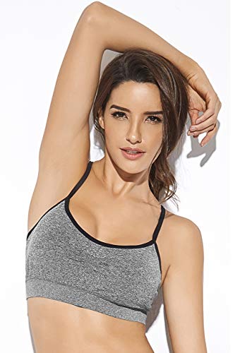 SHEKINI Sujetador Deportivo para Mujer Top con Relleno Extraíble sin Aros sin Cierre y Tirantes Regulables para Deporte de Impacto Bajo Pack de 3(XL,B)