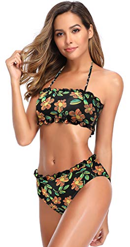 SHEKINI Traje de Ba?o de Mujer Corbata Colgando de Color Ropa de ba?o Arco Conjunto (M, Estampado Amarillo) SHEKINI Traje de Ba?o de Mujer Corbata Colgando de Color Ropa de ba?o Arco Conjunto (M, Estampado Amarillo)