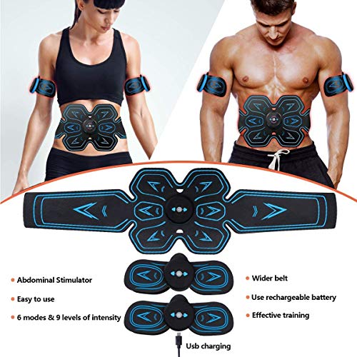 SHENGMI Electroestimulador Muscular Abdominales Cinturón,Masajeador Eléctrico Cinturón con USB,Entrenador Inalámbrico Portátil de 6 Modos de Simulación,10 Niveles Diferentes para Abdomen/Cintura.