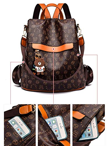 shepretty Mochila Cuero antirrobo Impermeable para Mujer,0998Bear,Beige shepretty Mochila Cuero antirrobo Impermeable para Mujer,0998Bear,Beige
