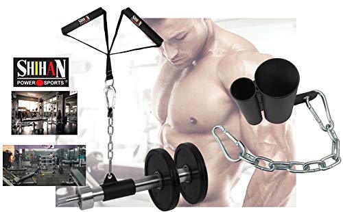 SHIHAN POWER-SPORTS EYELET 2 en 1 4.5 pulgadas manga portátil Landmine Bar accesorio 2 & 1 pulgadas Combo ojal con cadena, barra de plataforma en T con cadena para ejercicio doblado sobre fila