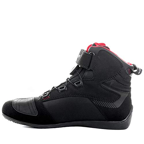 SHIMA EXO Vented, Botas Moto Hombre | Transpirables, Reforzados Zapatos Moto con sistema de cierre ATOP, Soporte Para el Tobillo, Suela Antideslizante, Mango de Cambio de Marchas (Negro, 45)