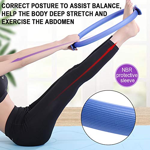 ShineBlue - Anillo de doble asa para pilates, ejercicio, círculo para quemar grasa, círculo de yoga profesional, anillo de pilates ligero para tonificar abdominales, muslos y piernas, azul ShineBlue - Anillo de doble asa para pilates, ejercicio, círculo para quemar grasa, círculo de yoga profesional, anillo de pilates ligero para tonificar abdominales, muslos y piernas, azul