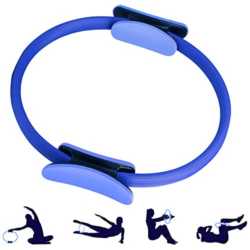 ShineBlue - Anillo de doble asa para pilates, ejercicio, círculo para quemar grasa, círculo de yoga profesional, anillo de pilates ligero para tonificar abdominales, muslos y piernas, azul