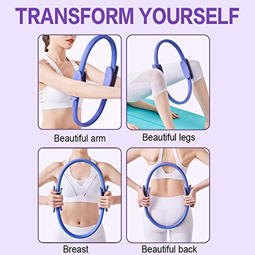 ShineBlue - Anillo de doble asa para pilates, ejercicio, círculo para quemar grasa, círculo de yoga profesional, anillo de pilates ligero para tonificar abdominales, muslos y piernas, azul ShineBlue - Anillo de doble asa para pilates, ejercicio, círculo para quemar grasa, círculo de yoga profesional, anillo de pilates ligero para tonificar abdominales, muslos y piernas, azul