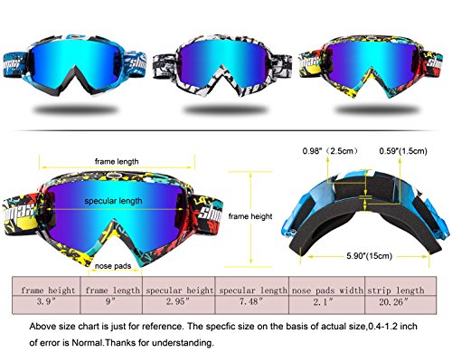 Shinmax Gafas de Esquí a Prueba de Viento Gafas, Unisex Motocross Deportes Snowmobile Esquí de Nieve Snowboard Anti Polvo de Niebla UV Prueba Polvo Resistente los Arañazos Bendable Protectoras Gafas