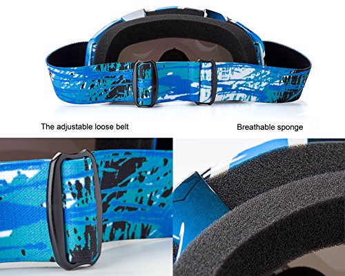 Shinmax Gafas de Esquí a Prueba de Viento Gafas, Unisex Motocross Deportes Snowmobile Esquí de Nieve Snowboard Anti Polvo de Niebla UV Prueba Polvo Resistente los Arañazos Bendable Protectoras Gafas