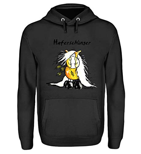 Shirtee Divertida sudadera con capucha unisex con diseño de caballo de avena haflinger. negro azabache XXXL