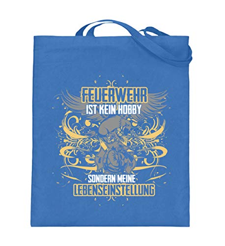 Shirtee Feuerwehr ist kein Hobby sondern Lebenseinstellung T-Shirt/110/Feuerwehrpulli/regalos - Jutebeutel (con largas asas) -38 cm-42 cm-Blau