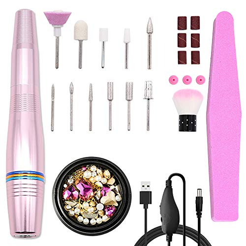 shirylzee 11 Tipos Torno para uñas, Lima de uñas eléctrica profesionales con Pedicura Taladro Set de Brocas de Pulido Pedicura,Vlocidad Ajustable para Manicura Pedicura Salón DIY, uñas acrílicas