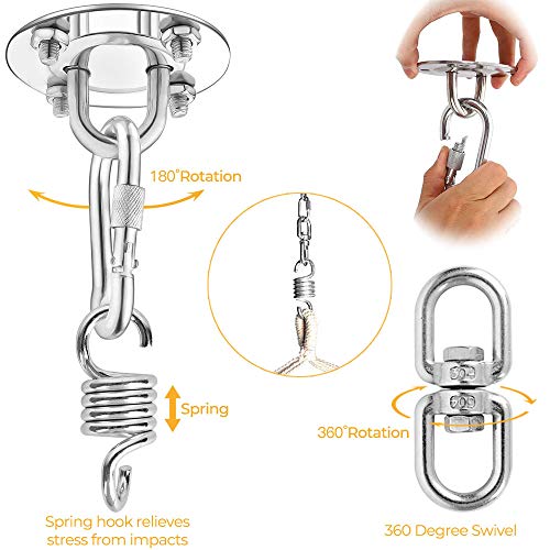 shirylzee Ganchos de Techo, Ganchos Techo Suspensión con Mosquetones y Tornillos, Profesional Acero Inoxidable Kit de Ganchos para Yoga Colgar Hamaca Columpio Sacos de Boxeo, Capacidad 350Kg shirylzee Ganchos de Techo, Ganchos Techo Suspensión con Mosquetones y Tornillos, Profesional Acero Inoxidable Kit de Ganchos para Yoga Colgar Hamaca Columpio Sacos de Boxeo, Capacidad 350Kg