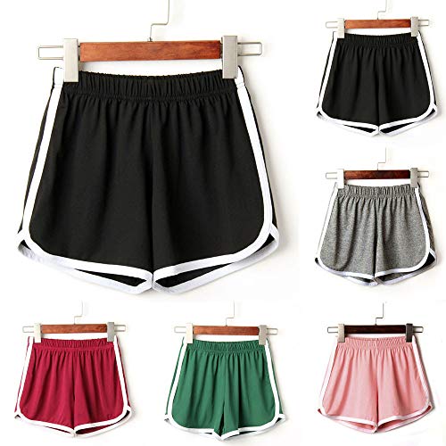 SHOBDW Las Mujeres de Moda señora de la Cintura elástica Verano sólido hasta la Rodilla cómodos Pantalones Cortos Deportivos Pantalones Casuales de Playa (S, Gris) SHOBDW Las Mujeres de Moda señora de la Cintura elástica Verano sólido hasta la Rodilla cómodos Pantalones Cortos Deportivos Pantalones Casuales de Playa (S, Gris)