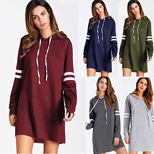 SHOBDW Liquidación Venta Moda Mujer Sexy Nueva Otoño Invierno Sudadera con Capucha Larga Sudadera Jersey Pullover Manga Larga Vestido(Azul,S)