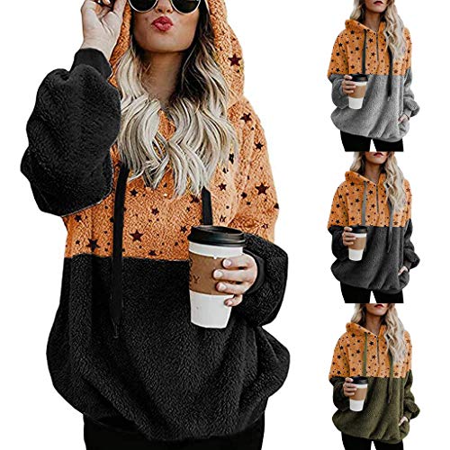 SHOBDW Liquidación Venta Mujer Sudadera con Capucha 2019 Suelta Tallas Grandes Jersey De Mujer Jersey Otoño Invierno Manga Larga Remata Abrigo Cálido (XXL, T-Café)