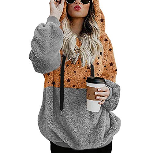 SHOBDW Liquidación Venta Mujer Sudadera con Capucha 2019 Suelta Tallas Grandes Jersey De Mujer Jersey Otoño Invierno Manga Larga Remata Abrigo Cálido (XXL, T-Café)