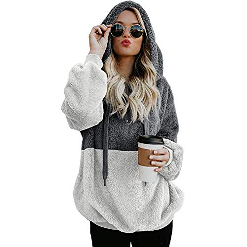 SHOBDW Liquidación Venta Mujer Sudadera con Capucha Suelta Tallas Grandes Jersey de Mujer Jersey otoño Invierno Manga Larga Remata Abrigo cálido (S, S-Gris)